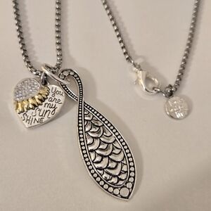 Silver Box Chain Necklace Charms 90s Y2k "You are my sunshine" Sunflower Heart